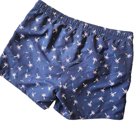 Happy Socks Swim Trunks Mens XL Blue Palm Trees Mesh Lined Shorts - Picture 2 of 8